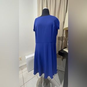 London Times Plus Size Dress in Cobalt Blue